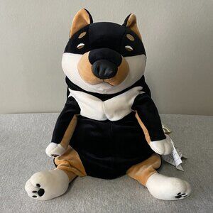NWT Shinada Global Mochi Inu Dog Large Size Plush Black 12" Japan